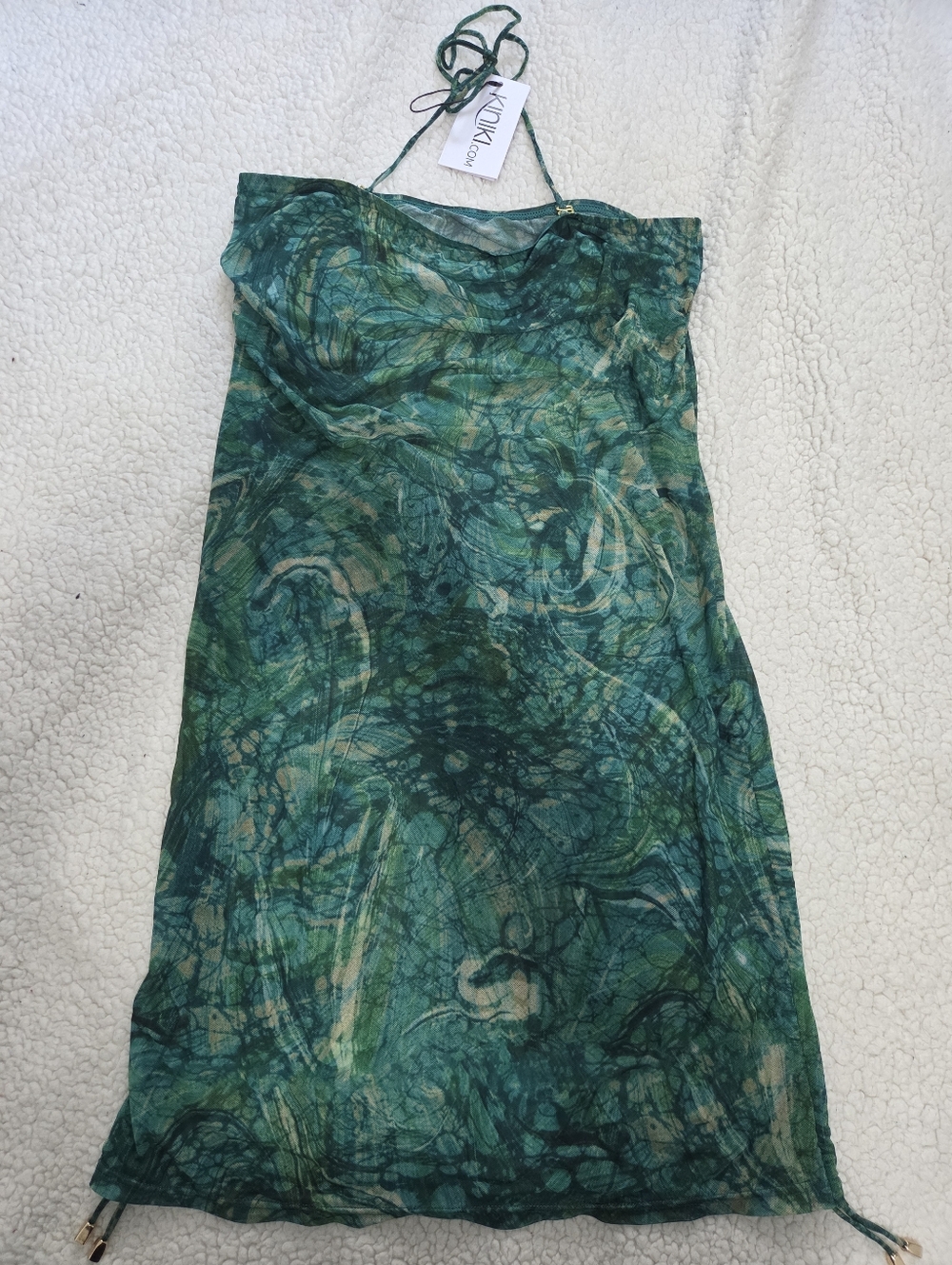 Kiniki Santorini Teal Green Swim Tan Through Cover-Up Dress US Size 8 Medium